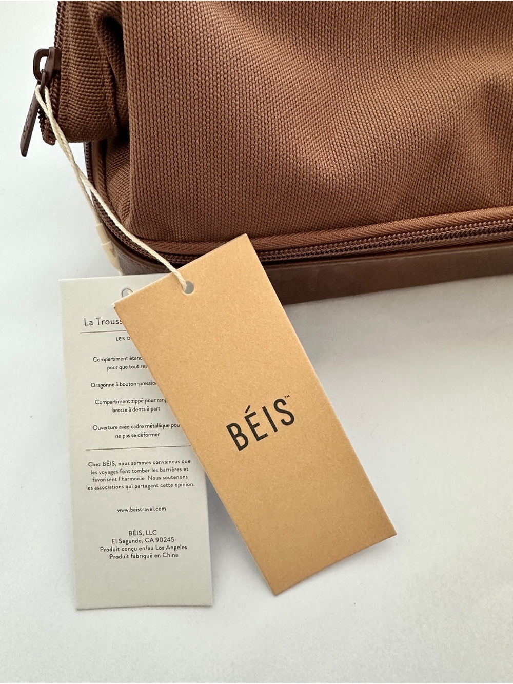BEIS Brown Dopp Kit Travel Toiletry Bag - Picture 10 of 12